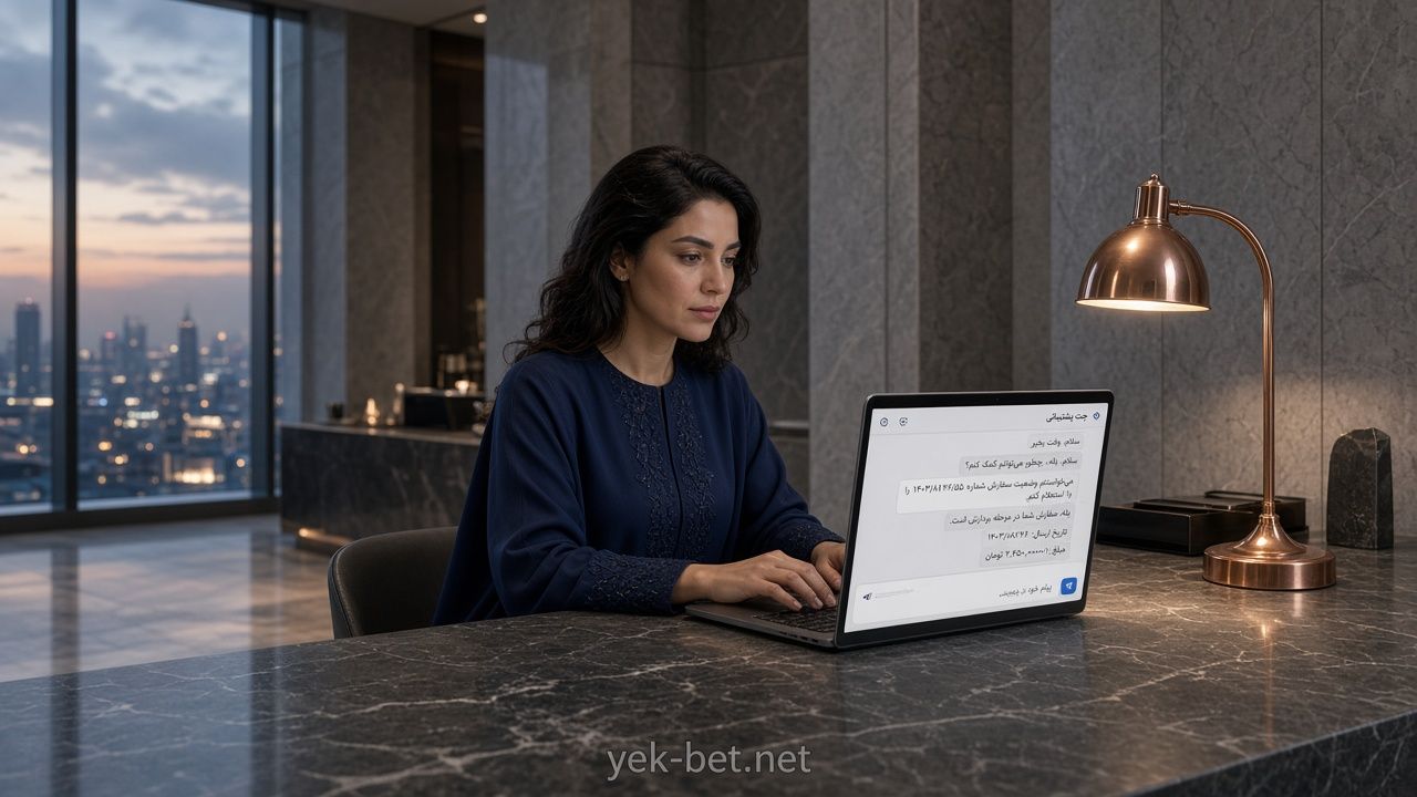 چت پشتیبانی فارسی کازینو آنلاین در لابی هتل